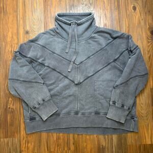 Free People Movement Funnel Neck Pullover Gray Size Large